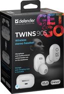 Наушники беспроводные Defender Twins 905 (белые) — фото, картинка — 7